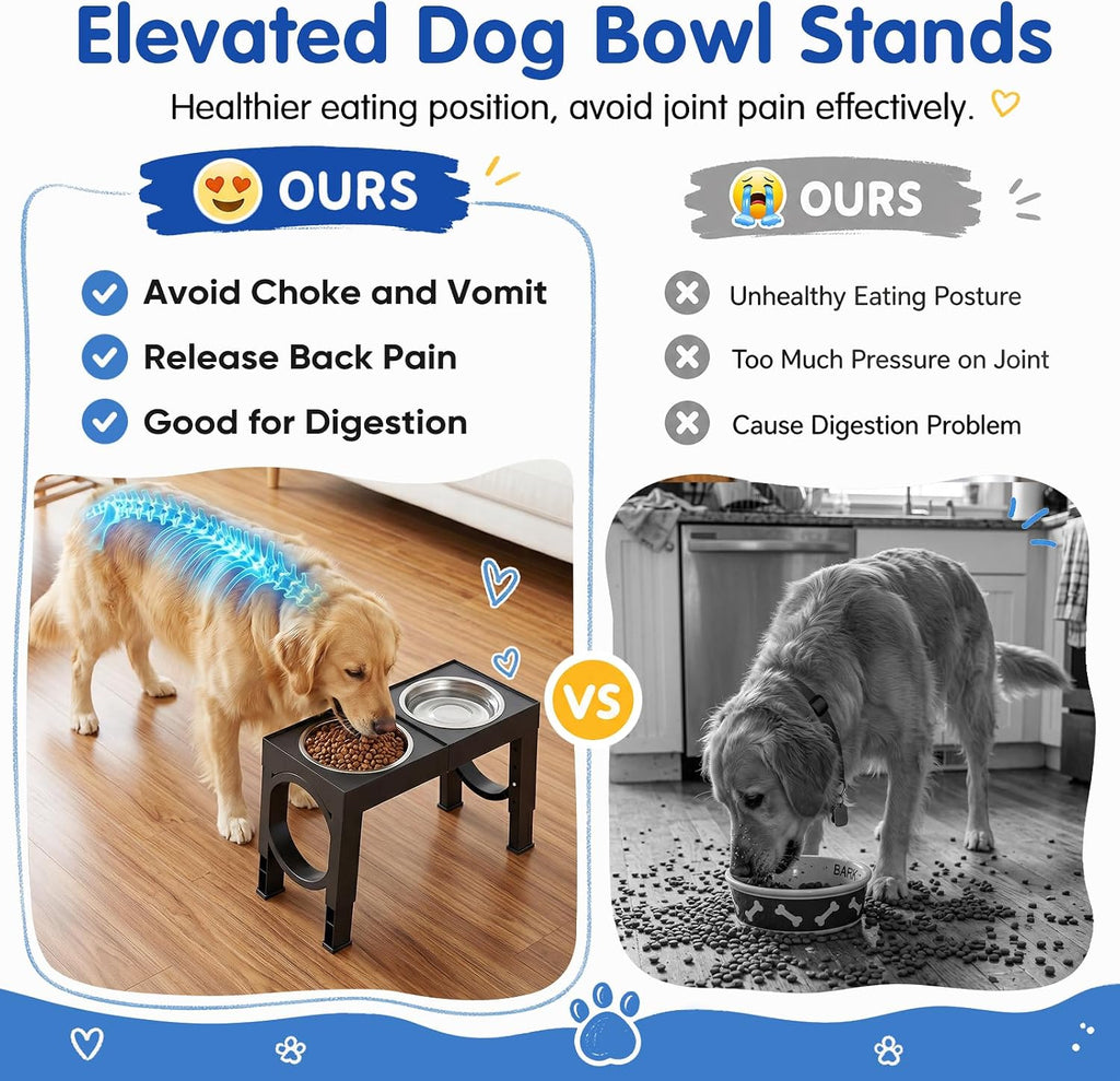Elevated Dog Bowls Large Breed Raised Dogs Bowl Stand Large/Medium Sized Dog Stainless Steel Food Water Bowl Stands 5