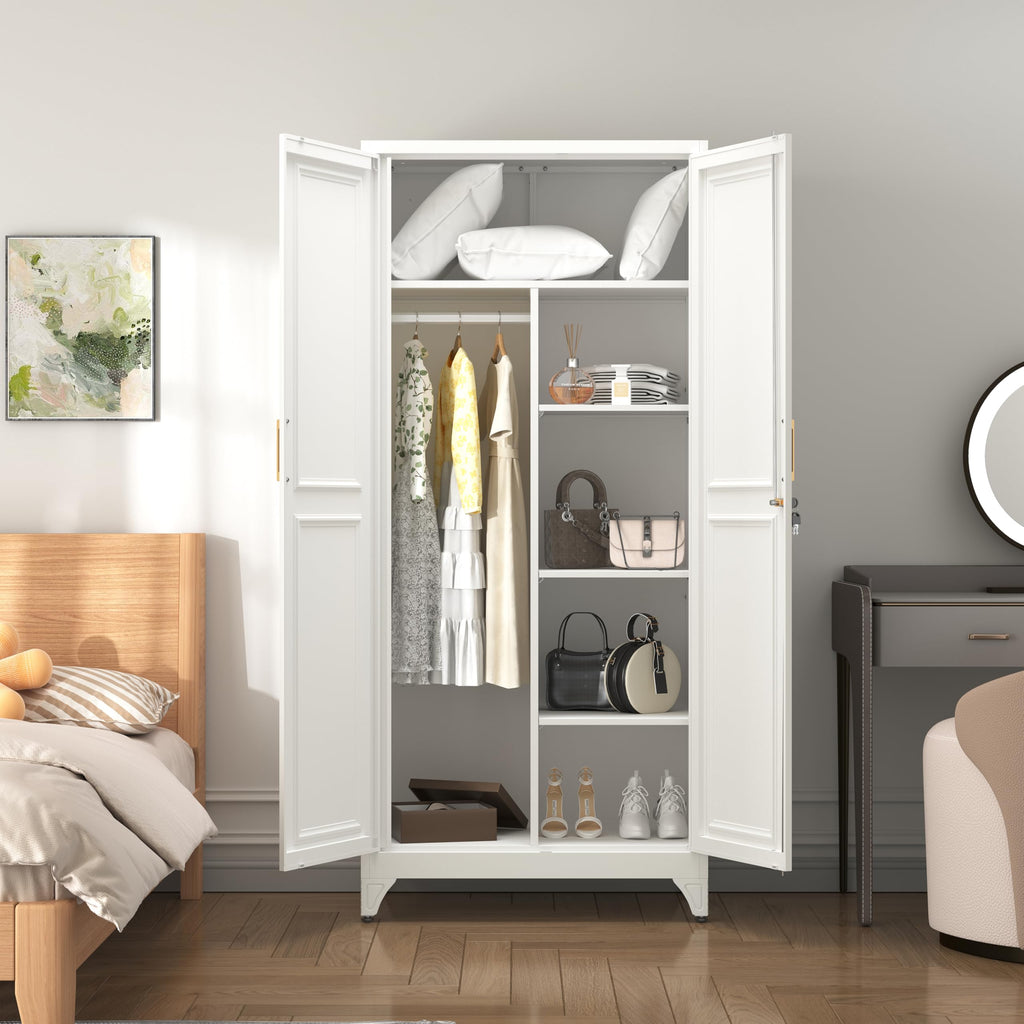 Armoire Wardrobe Closet, 71" H Wardrobe Cabinet with Locking Doors