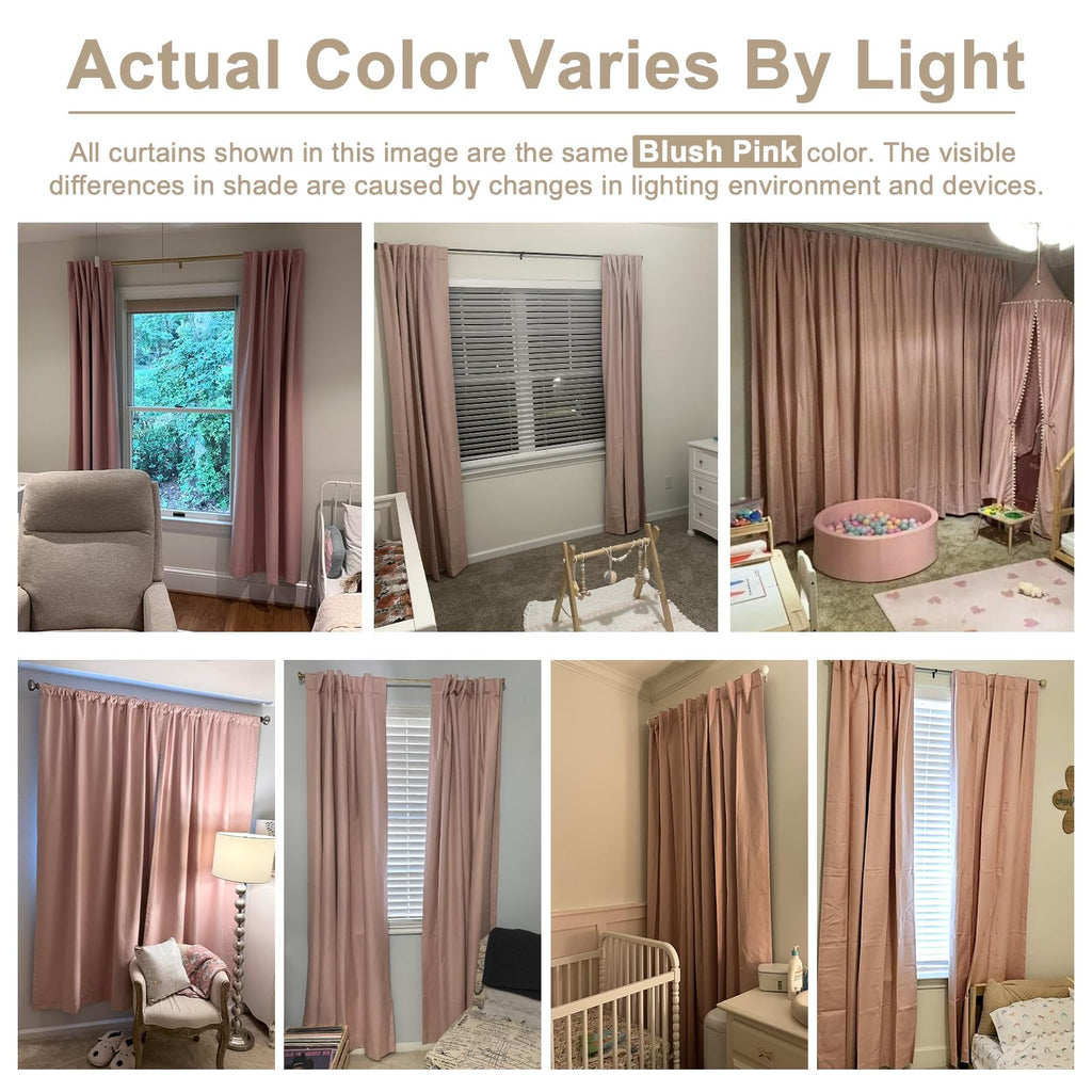 Blush Pink Total Blackout Curtains 84 Inch Long