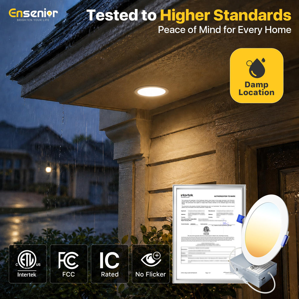 12 Pack 6 Inch LED Recessed Ceiling Light, 5CCT, 1200LM 12W 120V