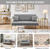 56.5" W Modern Sofa Small Sofa Luxurious Velvet Fabric Couch with Gold-Tone Metal Arms and Legs for Living Room