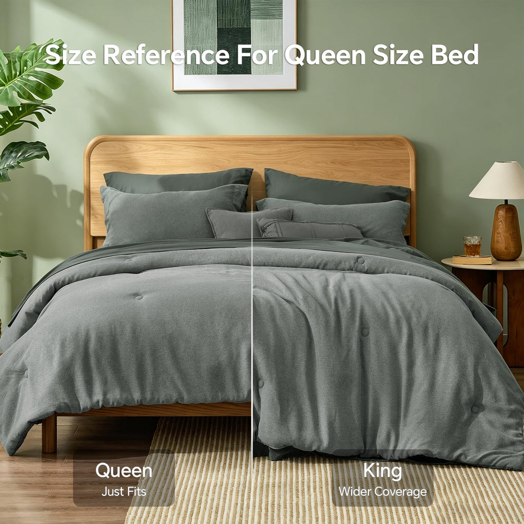 Comforter Set 7 Pieces, Charcoal Gray Bed in a Bag