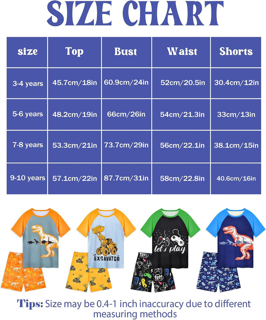 Boys Pajamas Little Boys Summer Pajamas 2 Piece Short Sleeve Top and Shorts Sets Kids Pjs Sleepwears
