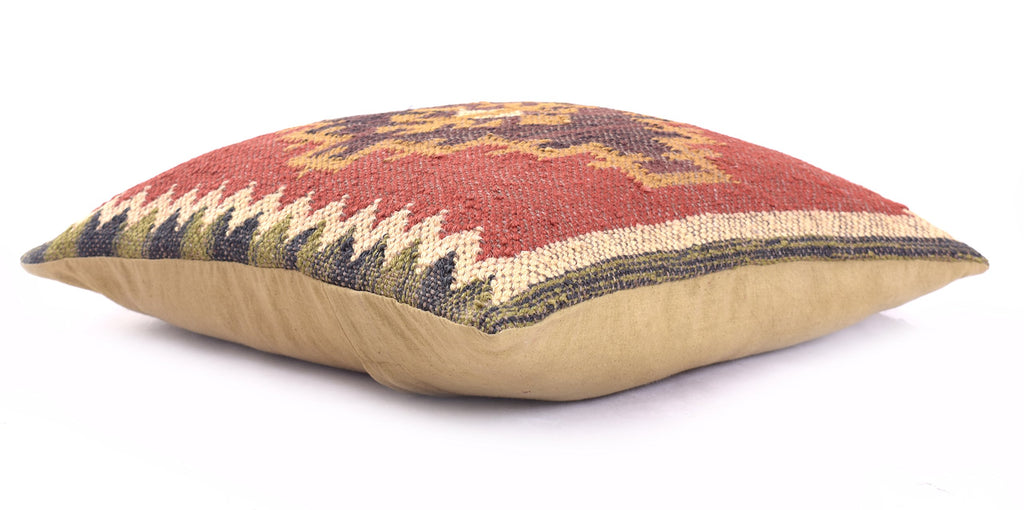 4 PCS Set of Hand Woven Jute Kilim Cushion Cover Indian Vintage Pillows 18X18 Rug Boho Shams (Pattern 2)