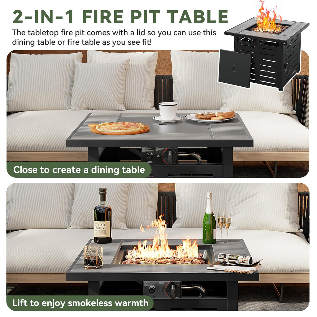 28" Propane Fire Pit Table Ceramic Top