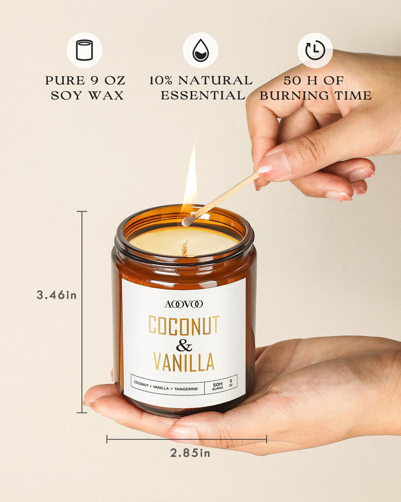 Coconut Vanilla Candles - 36 oz Scented Candles, Aromatherapy Candle, Soy Candle Scented