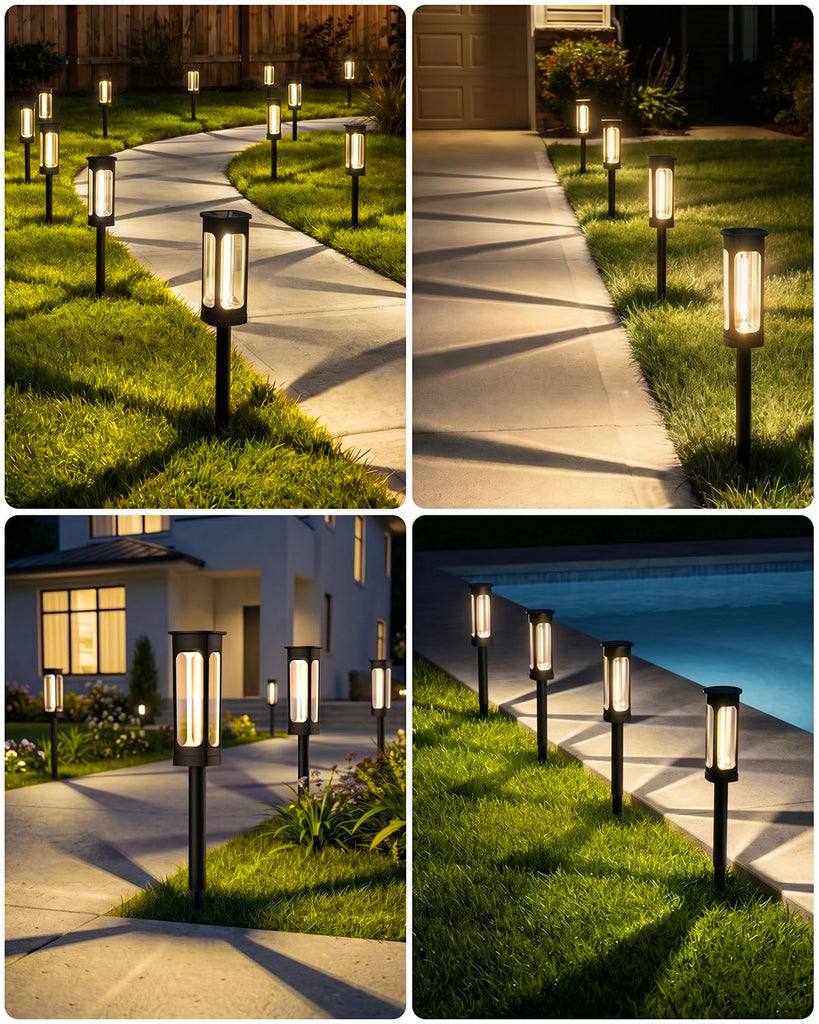 2026 Solar Lights Outdoor, 6 Pack Solar Pathway Lights Auto On/Off Waterproof Garden Landscape Lighting for Path