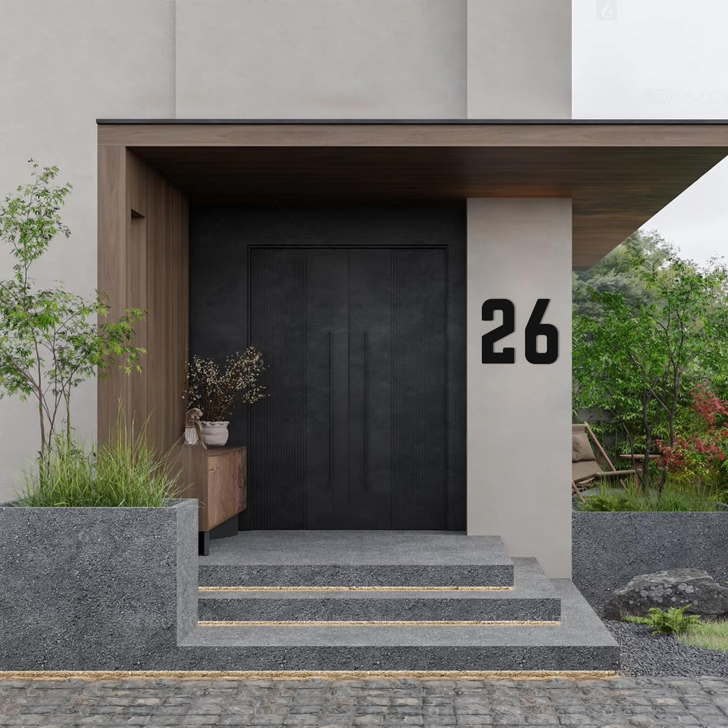 12" 5 PCS Custom Large House Numbers, Modern Black Metal Address Number