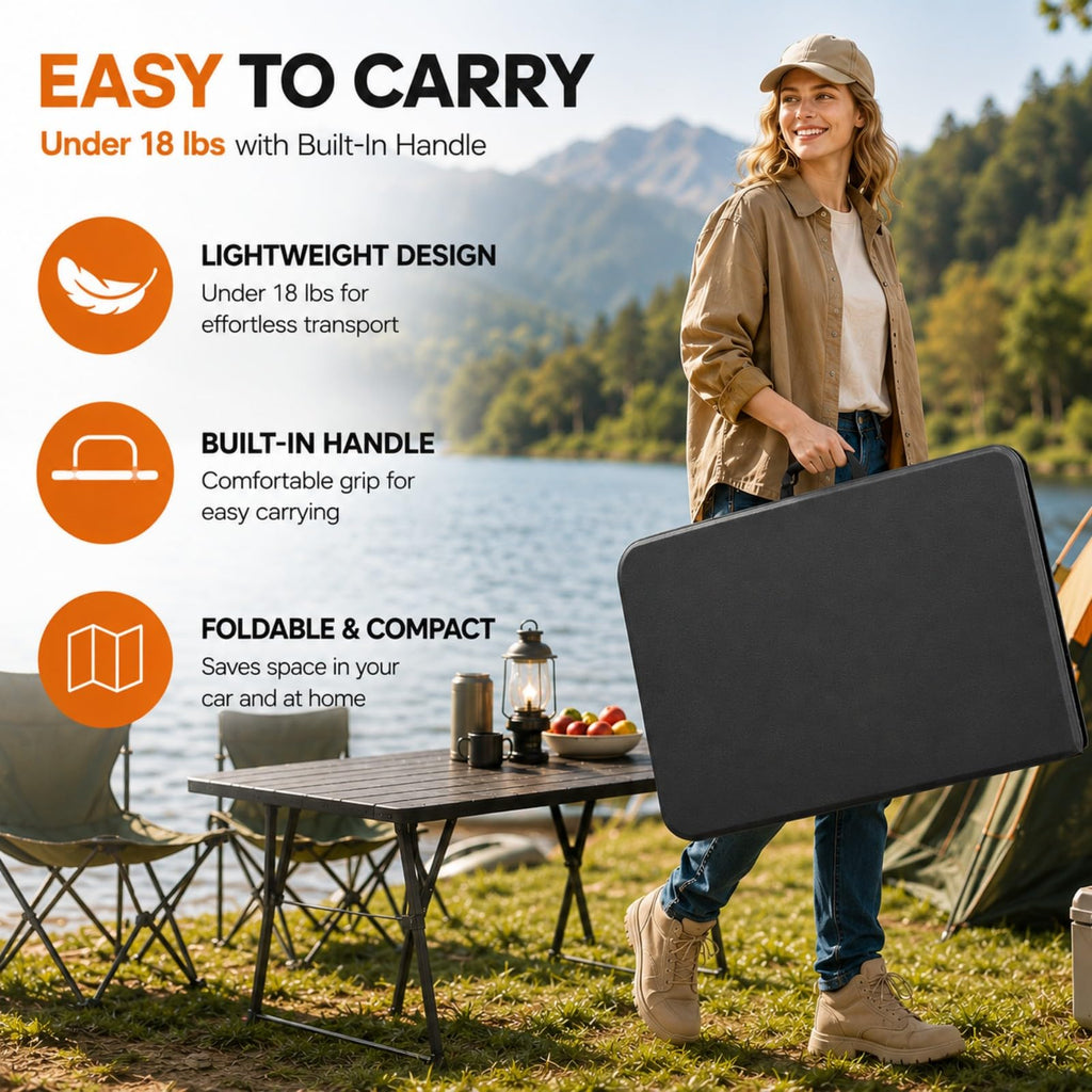 6ft Folding Table Heavy Duty 350 LBS Capacity Foldable Table with 18% Thicker HDPE Waterproof Top & Reinforced Steel