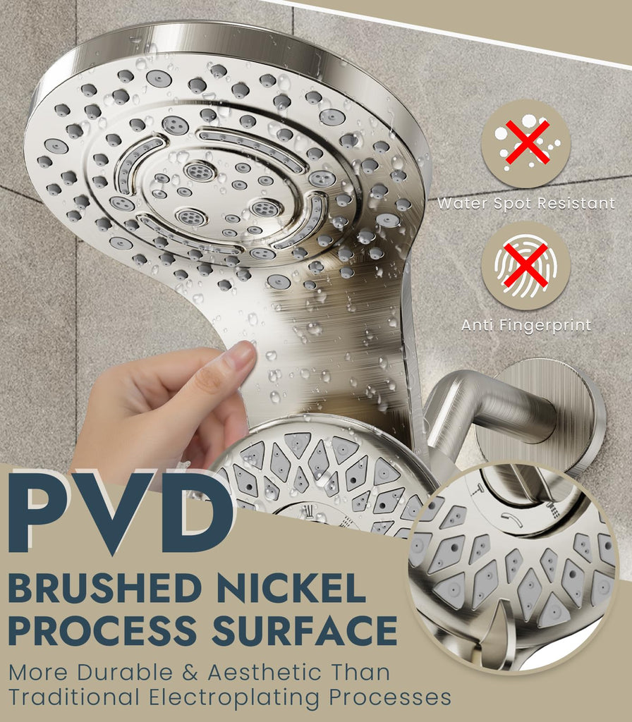 Rain Shower Head with Handheld, 13-Function High Pressure Dual Shower Head, 2-in-1 Magnetic Rainfall Showerhead Combo