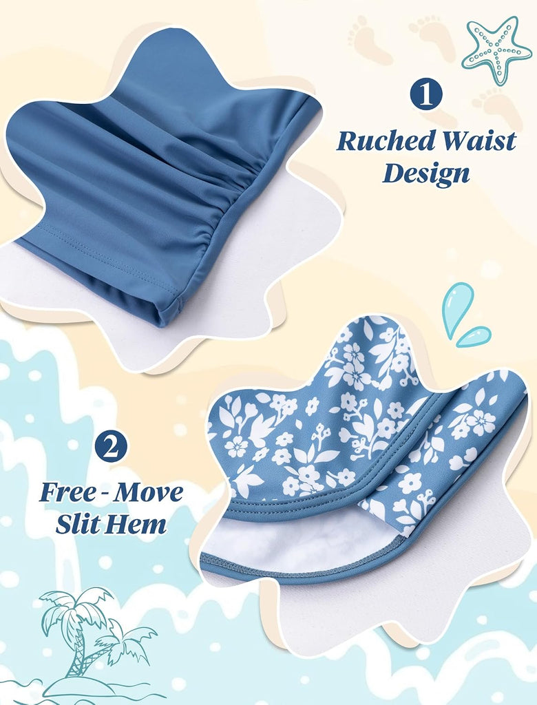 Girls Swimsuit 3 Piece Modest Halter Tankini with Shorts