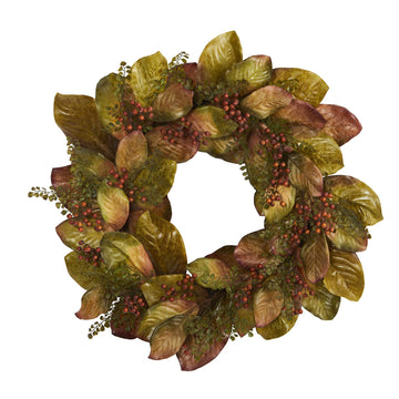 30 in Autumn Magnolia Artificial Fall Wreath