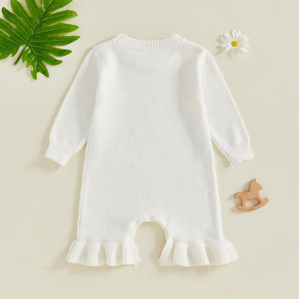 Newborn Baby Girl Sweater Romper Pants Knit Jumpsuit Overall One Piece Outfit Fall Winter Clothes