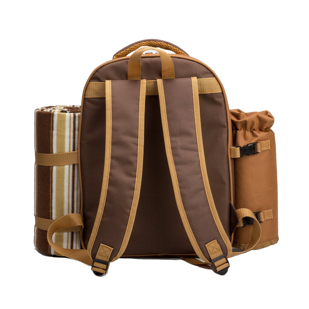 Backpack, 2-Person with Blanket & Wine, Family & Lovers Gift, Brown