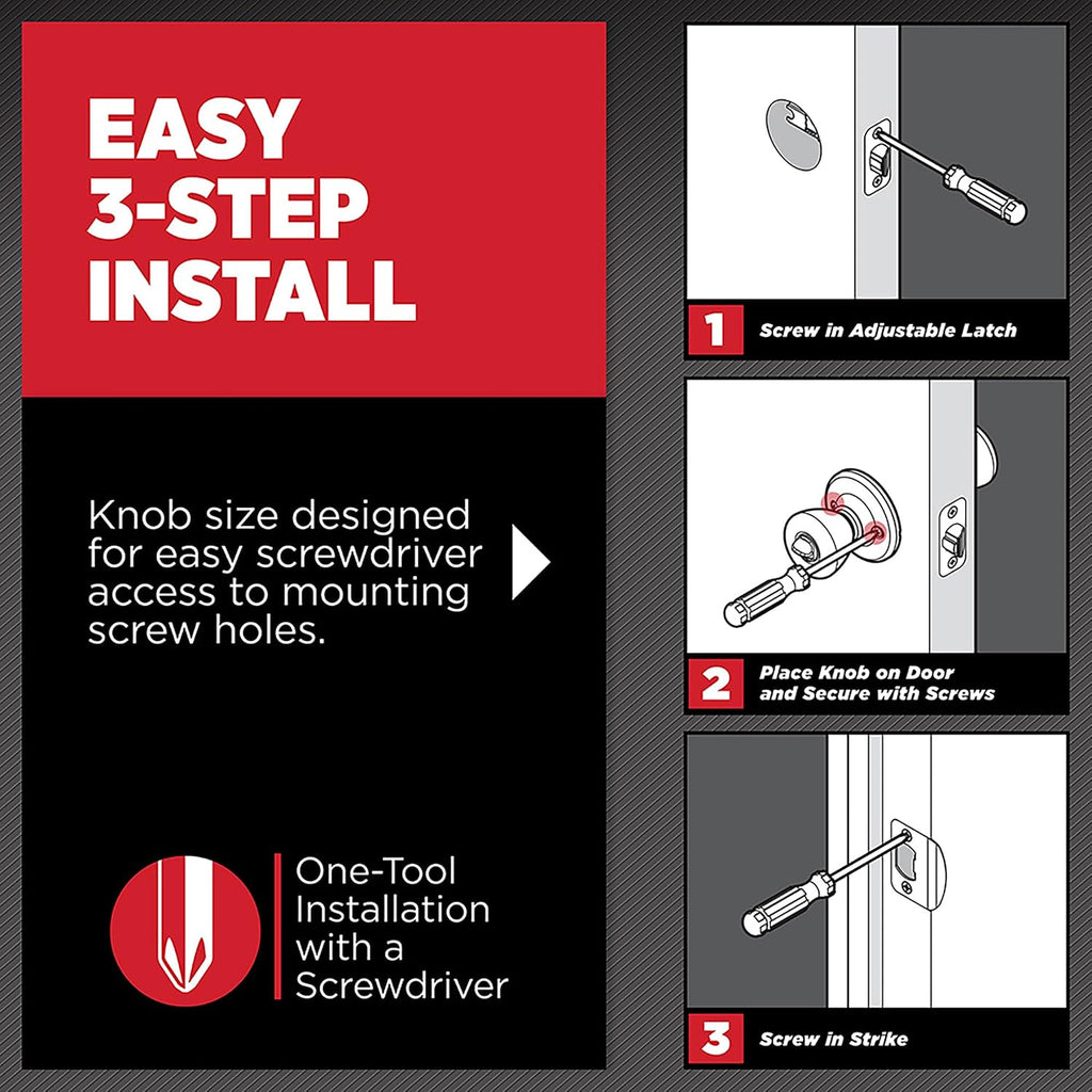 Hancock Interior Privacy Door Knob with Lock, Door Handle , Satin Nickel, Keyless Push Button Lock Doorknob