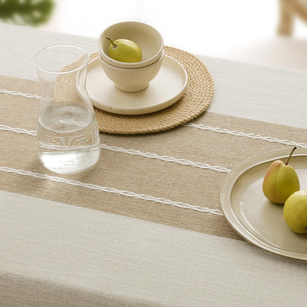 Fall Linen Rectangle Tablecloth with Tassel, 55 x 70 Inch
