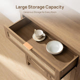 Sideboard Buffet Cabinet Set of 3, Rattan Credenza Storage Cabinet, Boho Buffet Table Console Cabinets with Drawer