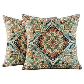 Boho Soft Velvet Throw Pillow Covers 18x18 in Vintage Moroccan