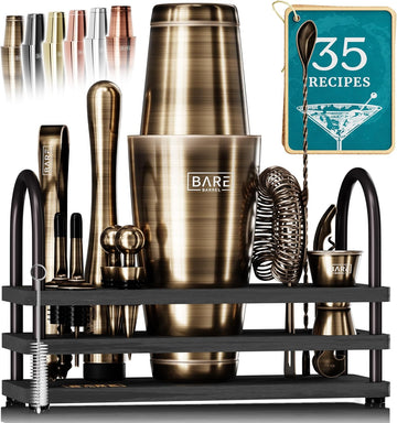 Mixology Bartender Kit Bar Set | 14-Piece Cocktail Shaker Set | Martini Barware Mixing Tools Bartending | 35 Recipe - Set of 14