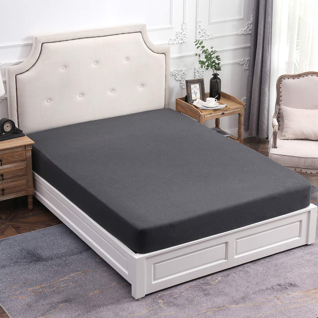 Jersey Fitted Sheet Only Heather Charcoal Grey