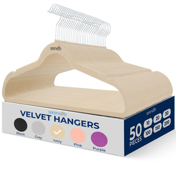 50 Pack Velvet Hangers - Non-Slip Felt Hangers with 360° Swivel Hook, Space-Saving, Ultra-Thin, Lightweight for