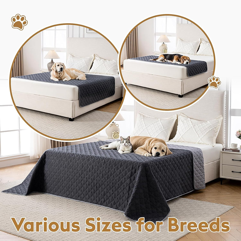 Waterproof Dog Blanket, Couch Cover for Dogs Washable, Reversible Dog Bed Cover. (Dark&Light Grey, 52 X 82 Inch - 1