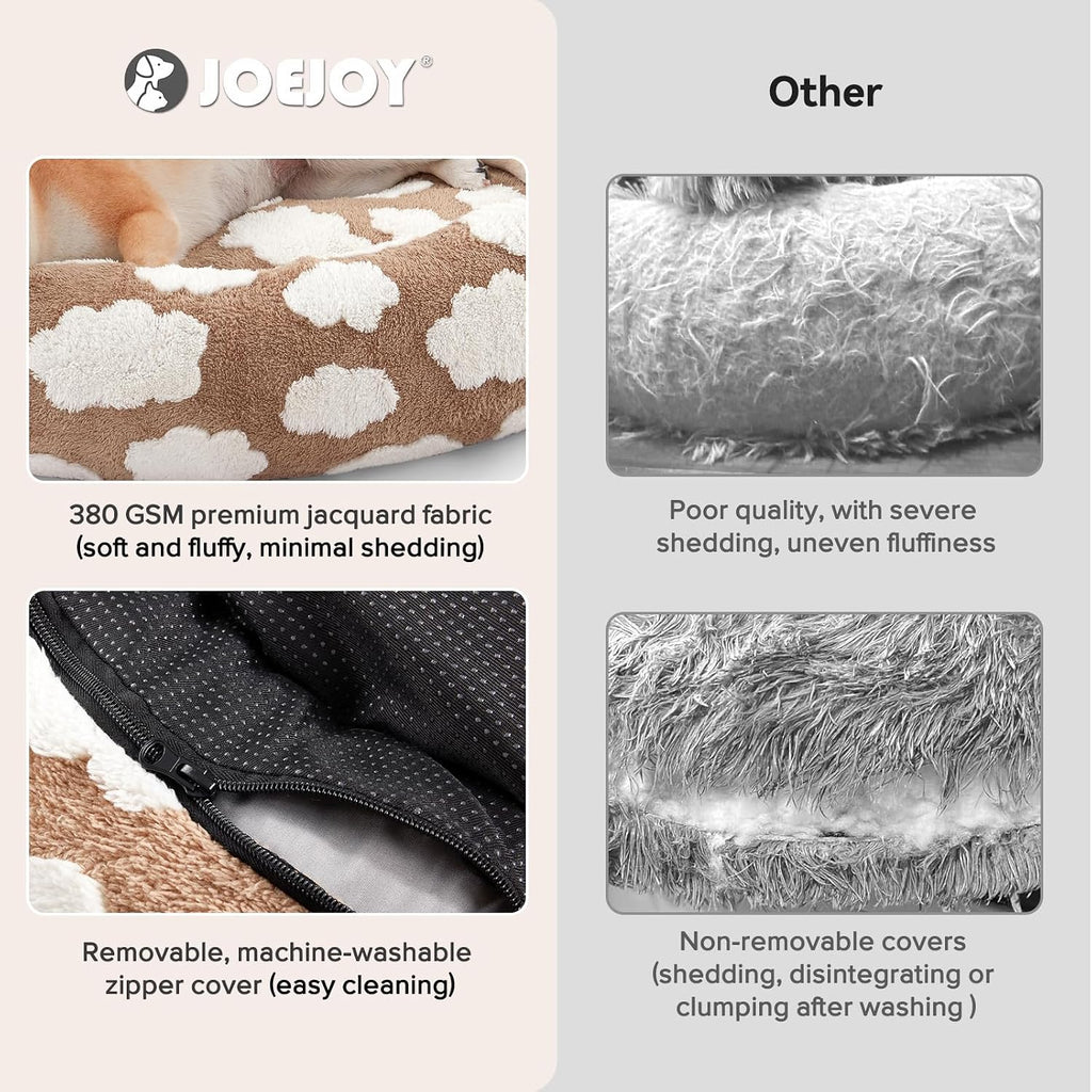 Jacquard Donut Round Dog Beds Medium Sized Dog, Brown 30x30x8in, Removable Washable Cover, Cute Pattern, Ultra Soft