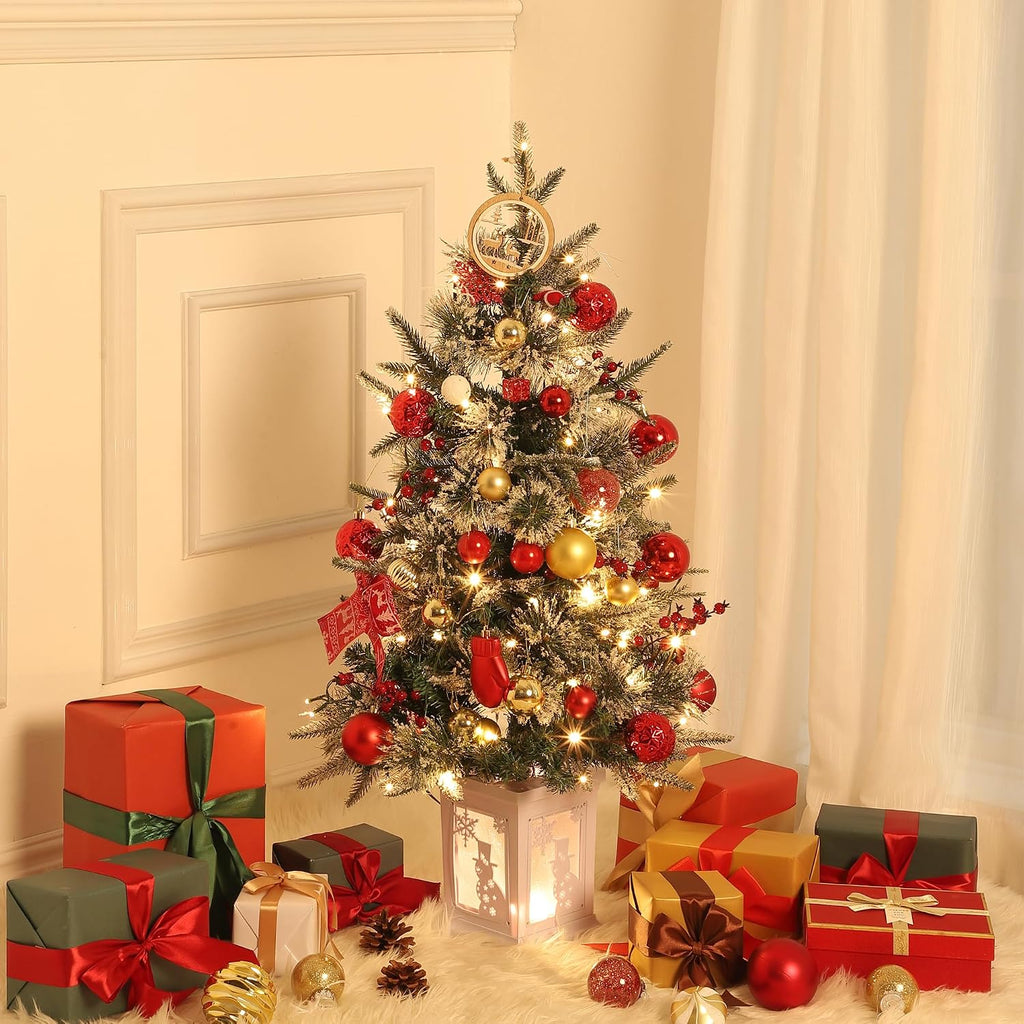 2Set 3FT Prelit Christmas Tree, Artificial Tree with Lighting Base