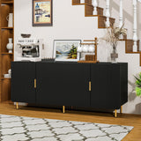 65" Fluted Sideboard Buffet Cabinet with Storage, Console Cabinet with 4 Doors & Adjustable Shelves