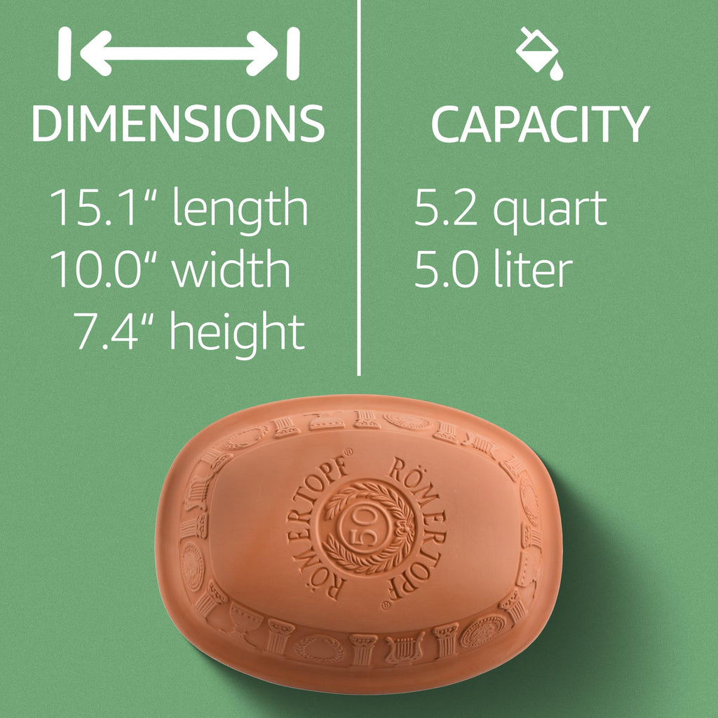 Romertopf Clay Roaster | 50 Years Anniversary Edition | Non-Stick Dutch Oven | Healthy Pot Cooking | Clay Baker