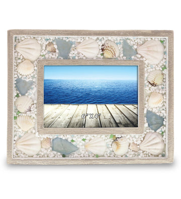 Oceanic Seashell Picture Frame 6x4 with Wooden Finish