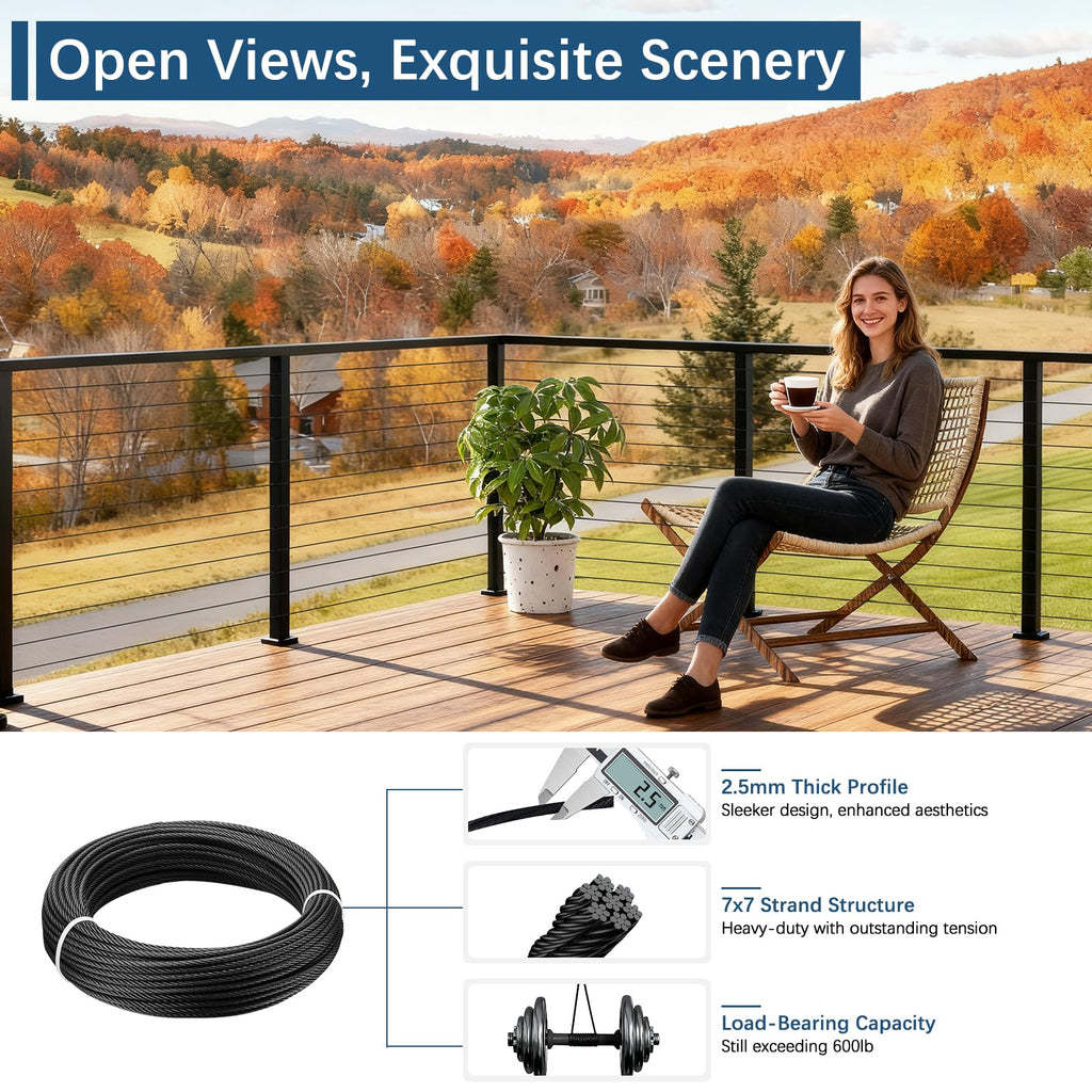 3 Pack Swageless One-Stop Cable Railing Post Kits 42", Stainless Steel T304 Deck Railing System with Swageless
