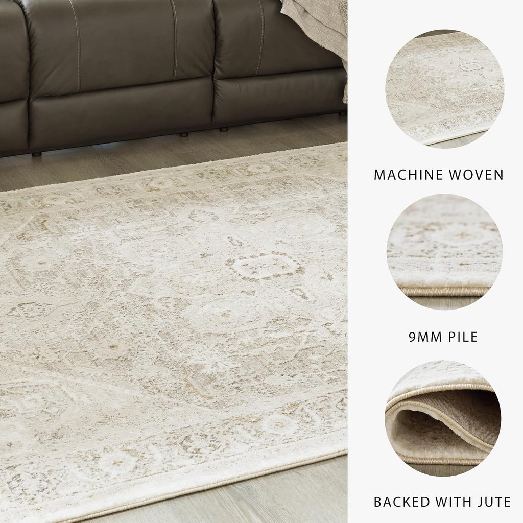Area Rug, Neutral, Vintage Medallion