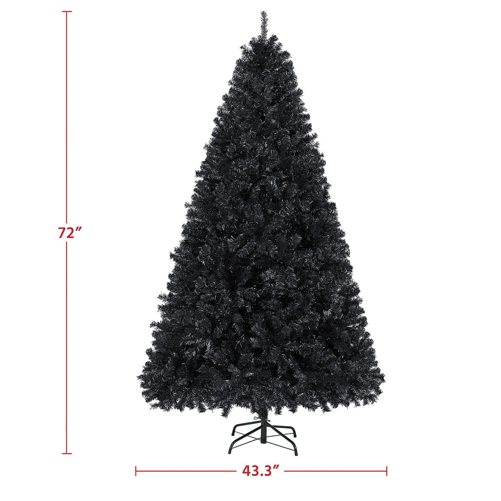 6ft Black Artificial Christmas Pine Tree, Unlit Christmas Trees