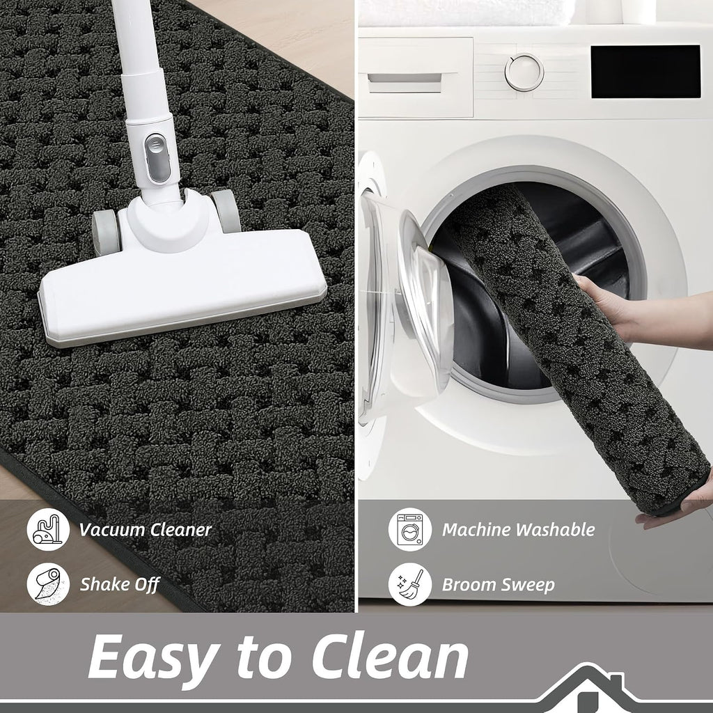 Dirt Trapper Door Mat Non-Slip Entryway Rugs, 24" x 36", Dark Grey | Absorbent Dog Doormats, Woven-Look Washable