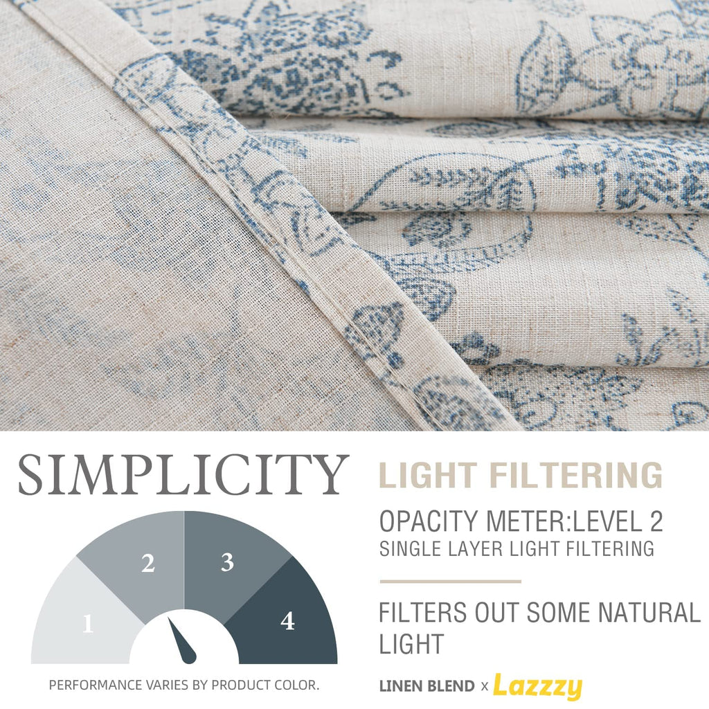 Blue Farmhouse Linen Valance Curtain 20 Inch Tie Up 1 Panel