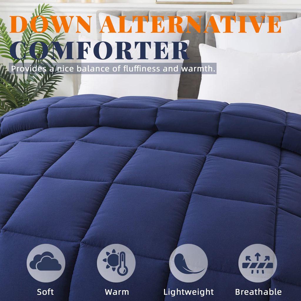 Down Alternative Comforter Blue/Grey Full Size - All Season Duvet Insert