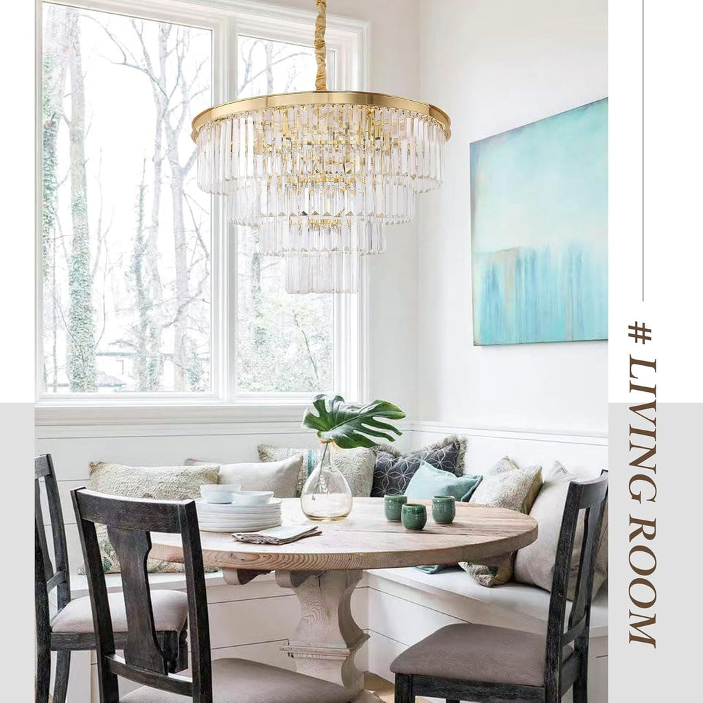 Inspired Odeon Style Gold Plated Crystal 4-Tier Modern Chandelier Dia 23.6" - A107-B07KF4SR4N