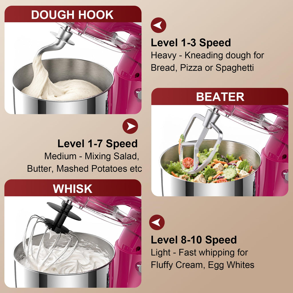 4QT Electric Stand Mixer, 10-Speed Tilt-Head Compact Kitchen Mixer