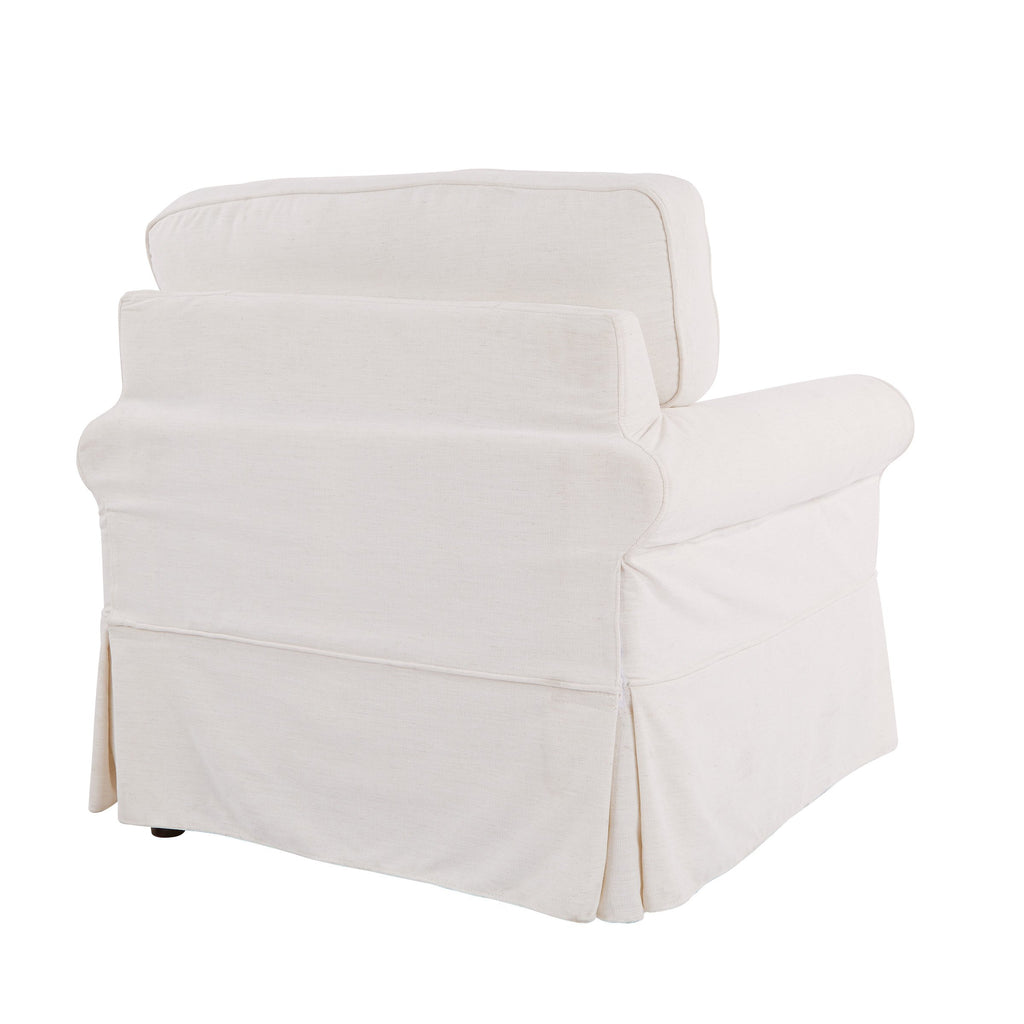 Ashton Rolled Arm Chair with Slipcover, White