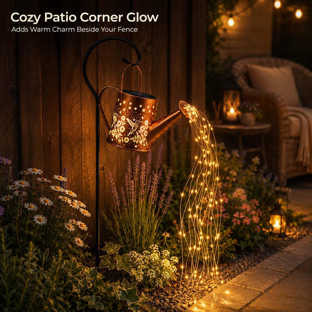 Watering Can Light, LED String Lantern, Hummingbird Garden Yard Decor