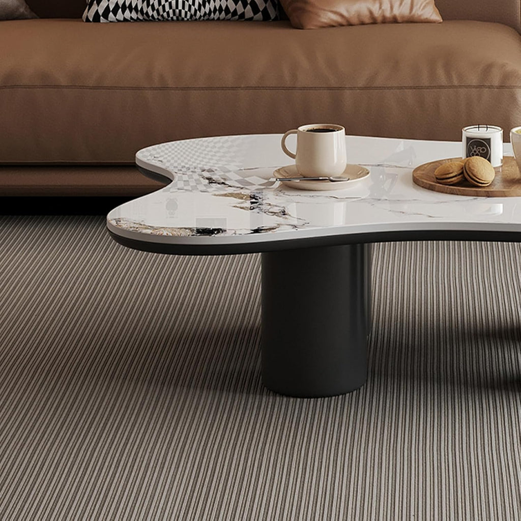 Modern Coffee Table for Living Room, 48.42" Cloud Coffee Table with White Sintered Stone Top, Large Living Room Table