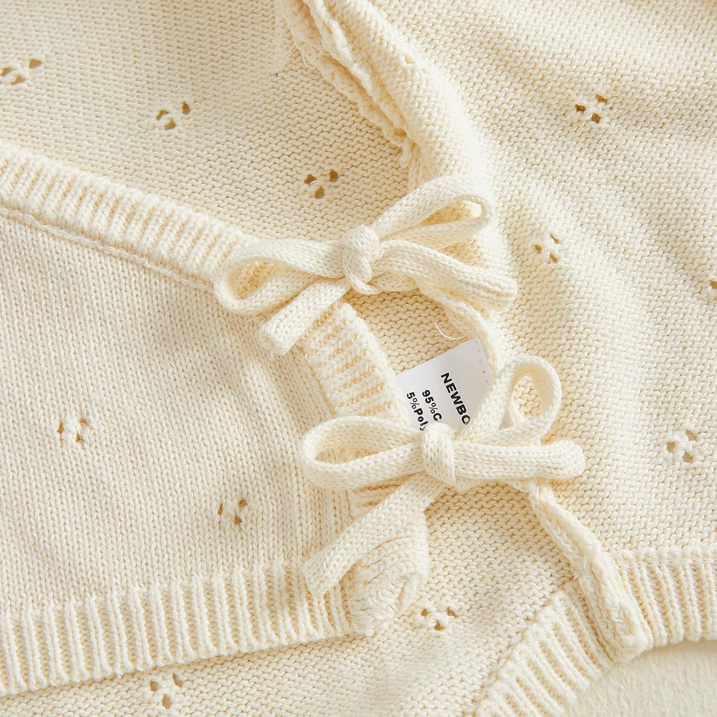 Newborn Baby Girl Sweater Ruffle Knit Romper Wrap Bodysuit