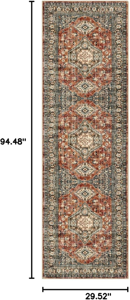 Oriental Hallway Runner Rug Non Slip, 2.5x8 Kitchen Washable Runner Soft Hallway Rug, Traditional Ul