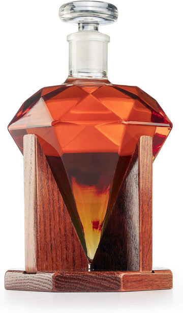 Diamond Decanter for Whiskey, Liquor, Scotch, Rum, Bourbon, Vodka, Tequila - 750ml Clear Glass Alcohol Dispenser