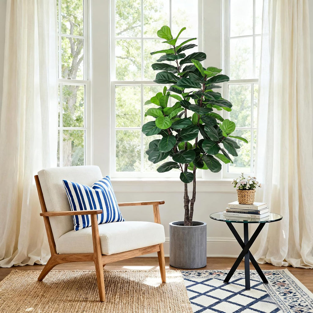 Fiddle Leaf Fig Tree Artificial Plants Indoor 6FT Faux Tree with Sturdy Pot