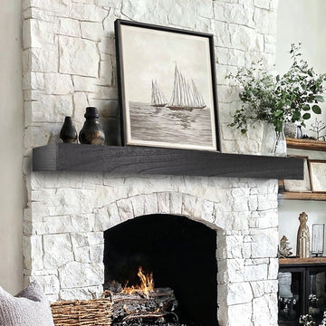 Fireplace Mantel Shelf, 60×8×3 Inch Wooden Floating Shelf, Black