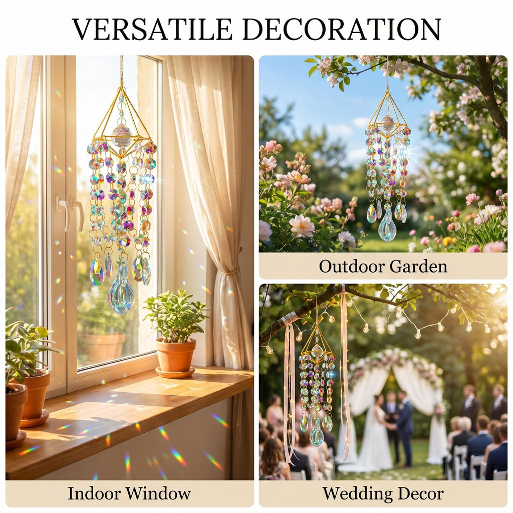 Crystal Suncatcher for Windows Hanging Glass Wind Chimes Whimsical Decor