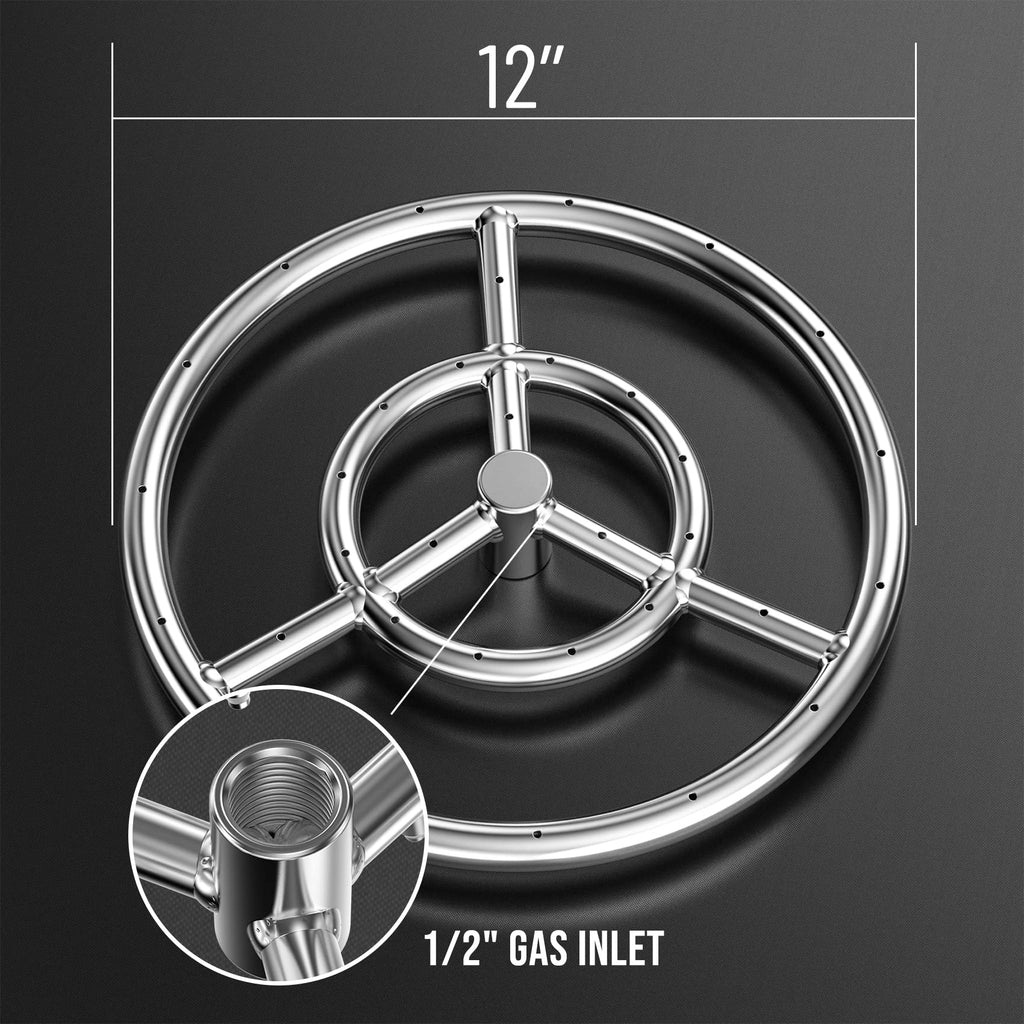 12-Inch Round Fire Pit Burner Ring