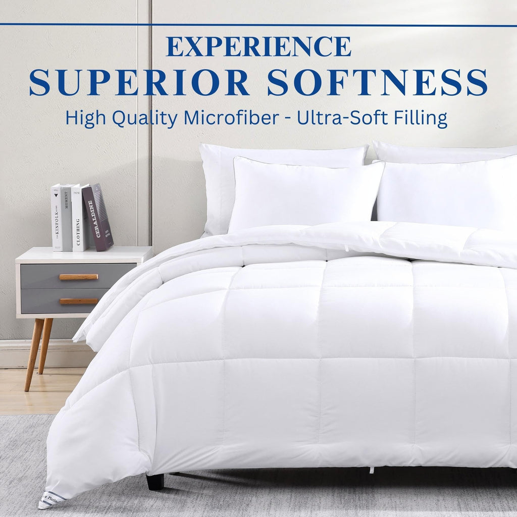 Quilted Bedding Comforter King Size - Duvet Insert with 8 Tabs - Super Soft, Comfy & Cozy All Season King Size